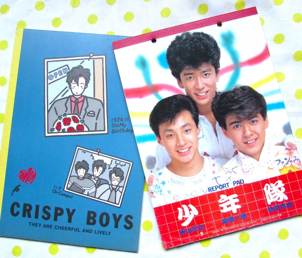 激レア♪昭和レトロファンシー☆少年隊レポートパット＆CRISPY BOYSノート☆未使用ジャニーズ80年代アイドル錦織一清植草克秀東山紀之 _画像1