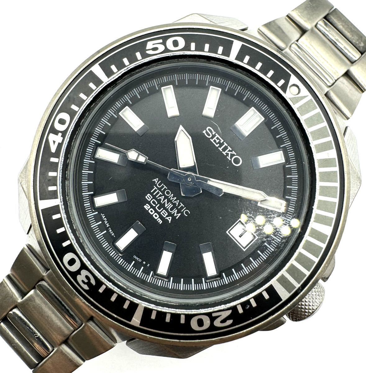 SEIKO セイコー チタニウム スキューバ デイト メンズ AT オートマ 腕時計 7S25-00D0 プロスペックス ダイバースキューバ