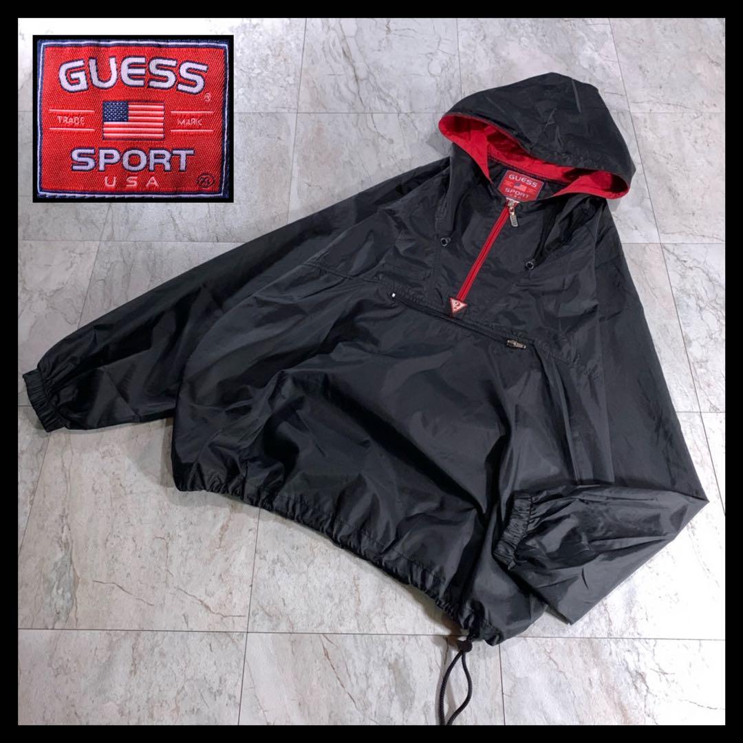 90s USA製 GUESS SPORT ナイロン アノラックパーカー XL