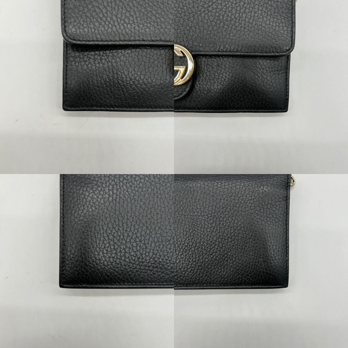 【極美品】グッチ GUCCI 2way ショルダーバッグ ウォレット 長財布 インターロッキング レザー 黒 510314 480199 斜め掛け クロスボディ_画像6