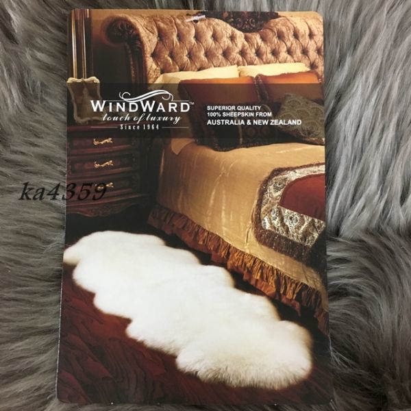 厳選WINDWARD最高級ニュージーランド＆オーストラリア産ラムスキン100%ムートンラグ グレージュ185×65cm2匹 羊毛/マット/ウールマーク_画像5
