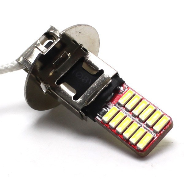 1円~ H3 LED フォグランプ 2個セット ショートタイプ 9V-30V対応 最小クラスのコンパクトモデル 全長約40mm 24SMD ホワイト_画像2