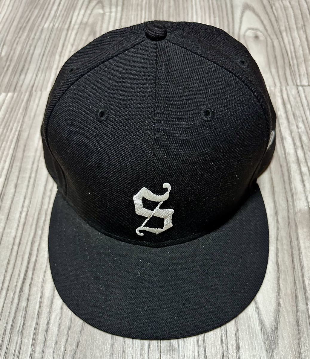 supreme 11A/W S logo NEW ERA CAP 7 1/2 59.6cm BLACK ニュー エラ キャップ 黒 Sロゴ_画像1