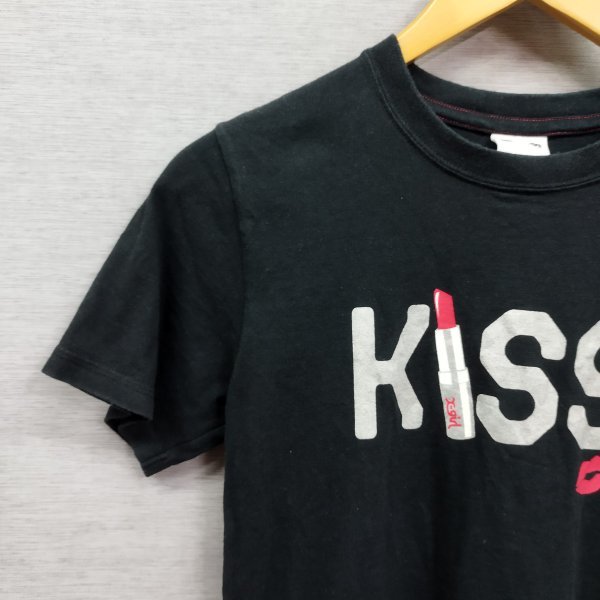 L331 X-girl 半袖 Tシャツ 1 ブラック KISS プリント 口紅 リップスティック クルーネック ストリート カジュアル エックスガール_画像4