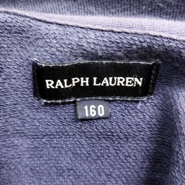 L487 Ralph Lauren スウェット カーディガン 160 パープル系 ジャケット ドレープ ジュニア コットン カジュアル ラルフローレン_画像7