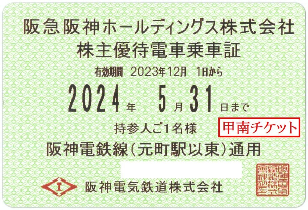 甲南☆阪神7☆電車☆株主優待乗車証☆半年定期☆2024.5.31☆送料込み☆クレジット払い不可【管理4136】_画像1