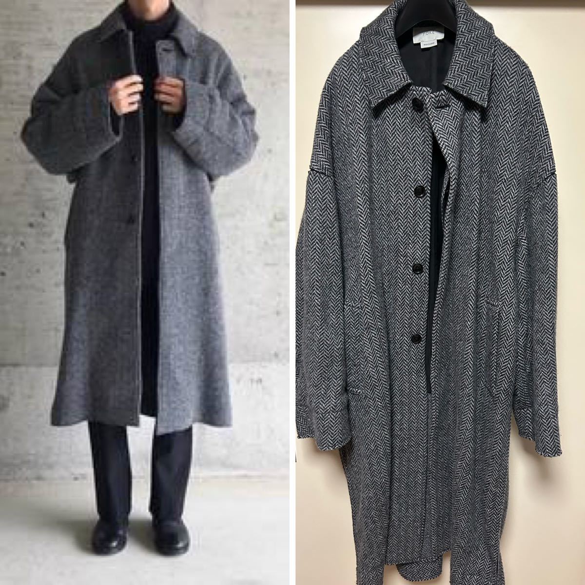 YOKE DOUBLE JQUARD KNIT BAL COLLAR COATコート ロングコート YOKE DOUBLE JQUARD KNIT BAL COLLAR COATコート ロングコート