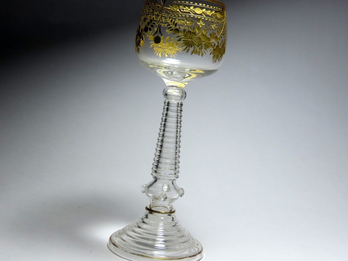 ■ベネチアングラス　　ワイングラス　　彫金　　　〈同梱対象商品〉_画像2