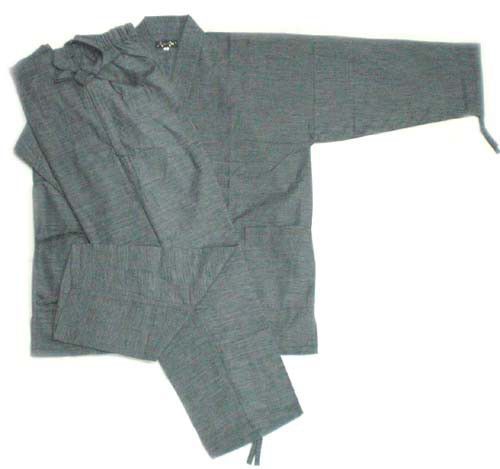 久留米かすみ織事着作務衣（グレー）　日本製