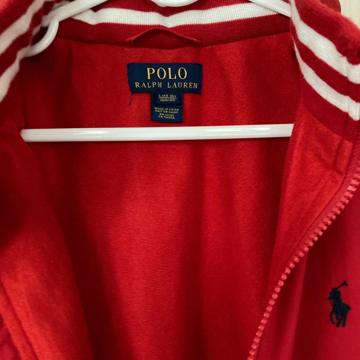 値下げ　POLO Ralph Lauren   ポロラルフローレン 赤 160cm   裏起毛ナイロンジャケット