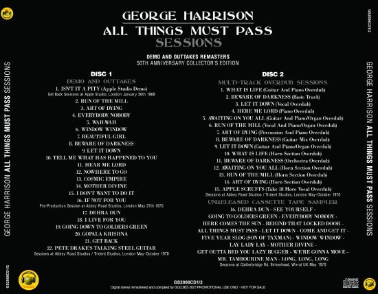 GEORGE HARRISON / ALL THINGS MUST PASS SESSIONS (2CD)_画像2