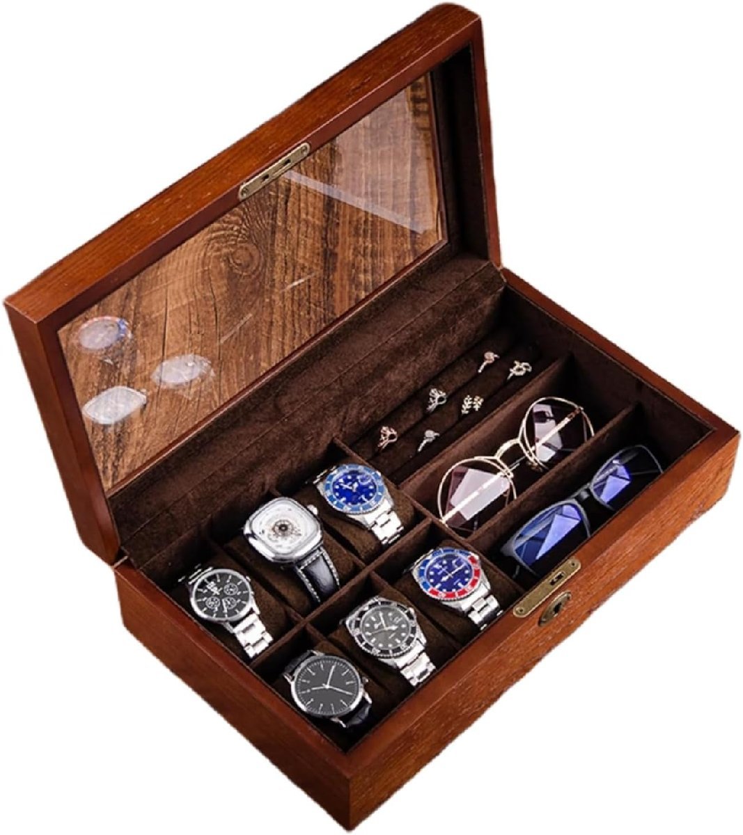 腕時計収納ケースソリッドウッド 眼鏡収納ケース木製コレクションケースアクセサリーケースサングラス収納ケース腕時計ケースデ