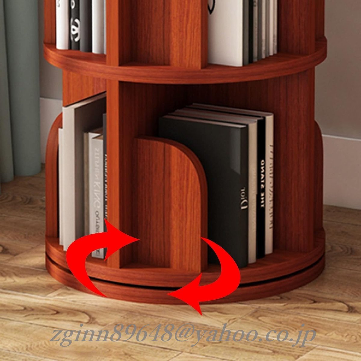  bookcase rotary bookcase natural wood shelf picture book shelves living room many step storage shelves cheeks material (Size : 39*99cm)