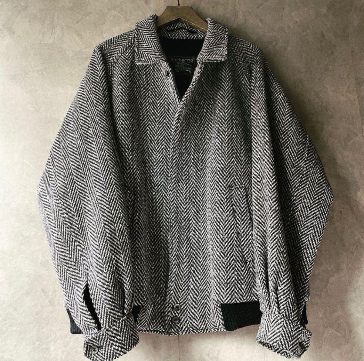 極上/美品】Burberry 一枚袖ツイードハリントンジャケット 極上/美品】Burberry 一枚袖ツイードハリントンジャケット