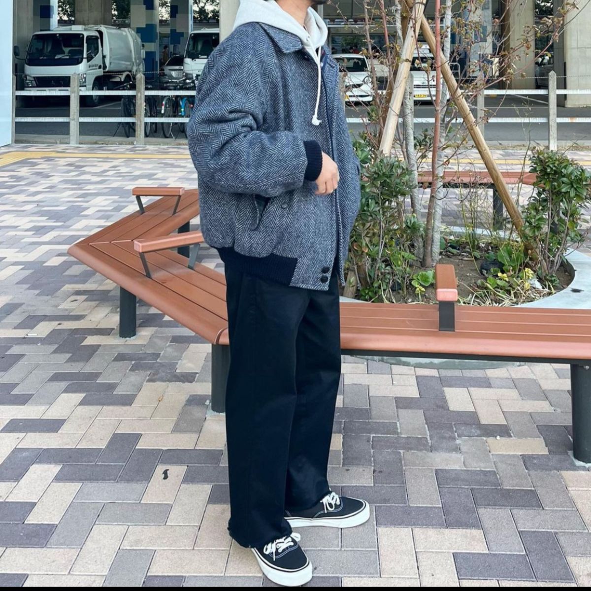 極上/美品】Burberry 一枚袖ツイードハリントンジャケット 極上/美品】Burberry 一枚袖ツイードハリントンジャケット