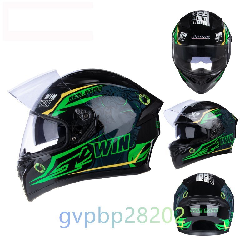 新品～ダブルレンズ バイク ジェット ヘルメット フルフェイスヘルメット 内蔵サングラス サイズ、4色、選択可の画像2