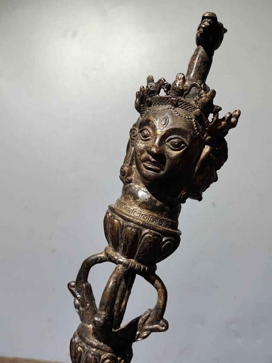 清・仏教古美術・古銅彫・泥金・降魔杵』極細工 置物 古賞物 中国 清・仏教古美術・古銅彫・泥金・降魔杵』極細工 置物 古賞物 中国