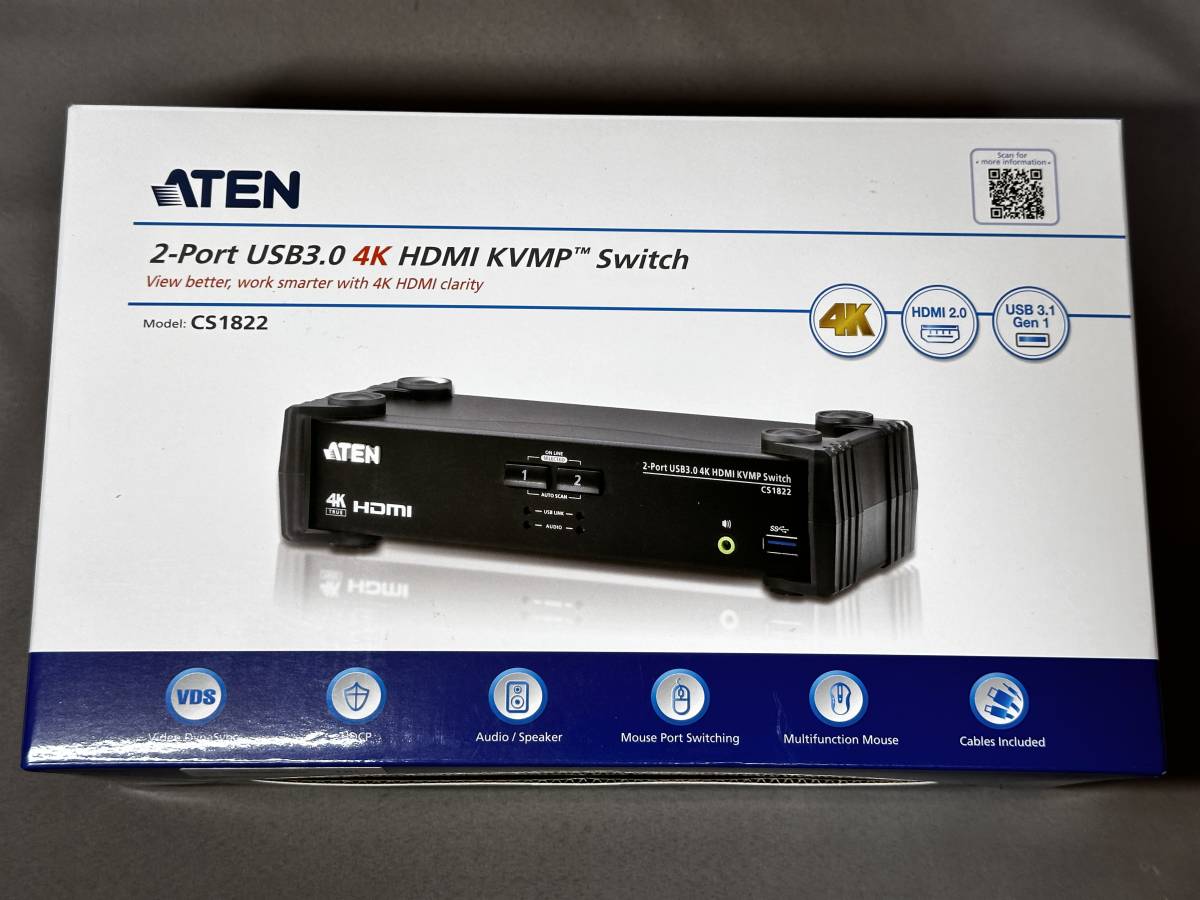 ATEN KVMスイッチ2ポート/USB3.0/HDMI/4K CS1822
