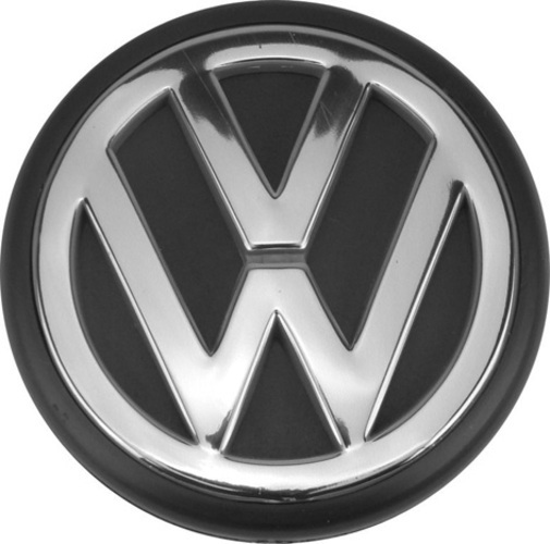 エンブレム 丸 80mm VW Volkswagen フォルクスワーゲン ブラック 黒 ロゴ クローム メッキ フード ホイールキャップ 同梱送料210円 VW空冷_画像1