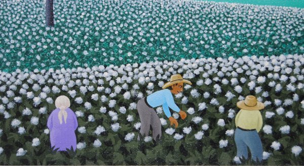 模写 エドガー カルハド Edgar Calhado 「 ALGODAO 」 綿花 収穫 肉筆 絵画 風景画 人物画 油彩画 油絵 ブラジル の 画家_画像6