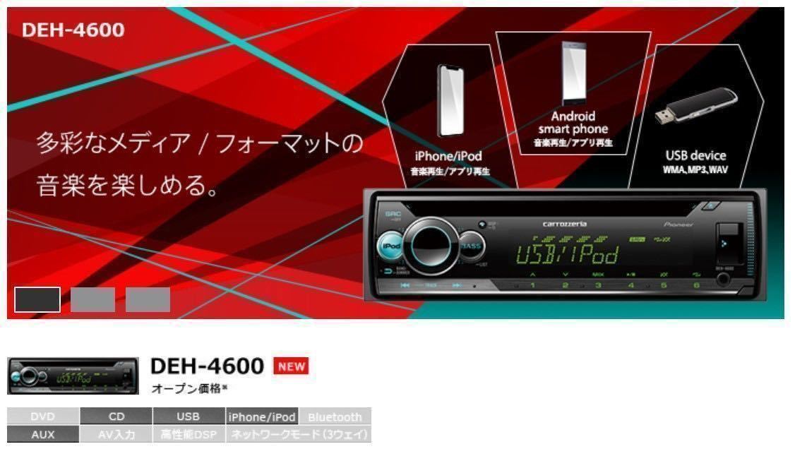 新品簡単取付！24Vオーディオ CDデッキ カロッツェリア CD/USB/AM FMラジオ/AUX　デコデコ取付済 DEH-4600 トラック ダンプ_画像6