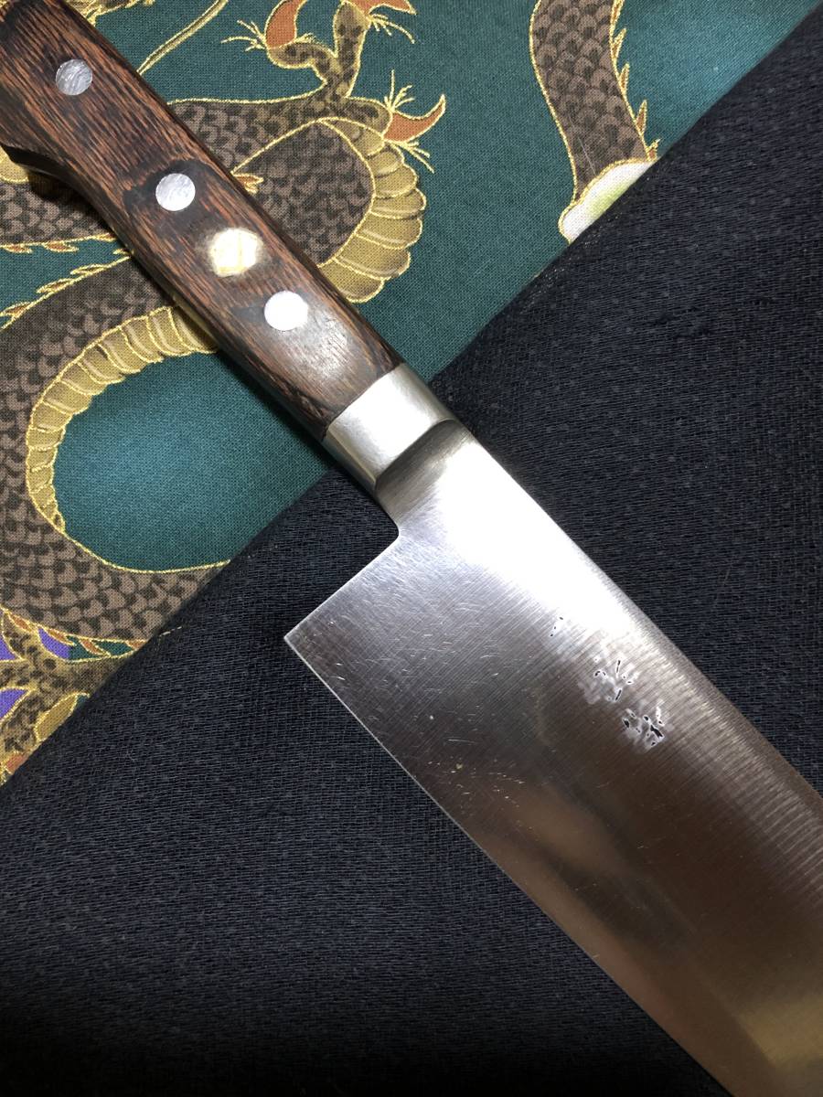 【中古美品・研ぎ済み】【モリブデン鋼】　堺源吉　三徳包丁　和包丁　刃物　霞包丁　ナイフ　料理　釣り　板前　寿司職人