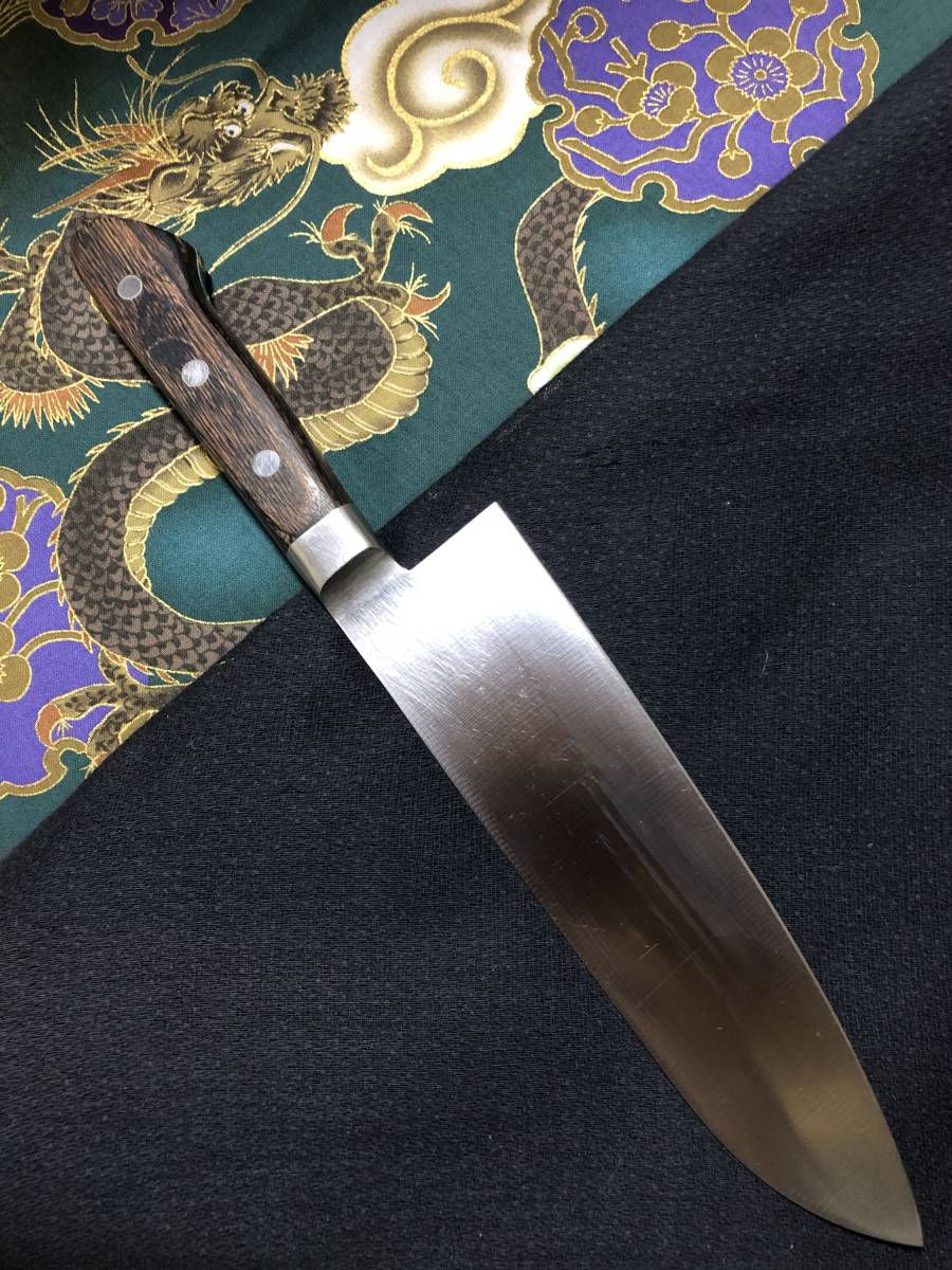 【中古美品・研ぎ済み】【モリブデン鋼】　堺源吉　三徳包丁　和包丁　刃物　霞包丁　ナイフ　料理　釣り　板前　寿司職人