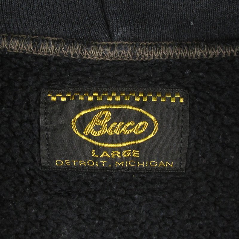 FW23153 REAL McCOY'S リアルマッコイズ BUCO フルジップ スウェットパーカー LARGE ブラック_画像3