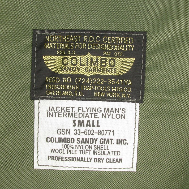 LFJ23115 COLIMBO Colin boVERONA STRATO OPERATOR JACKETve low na Strato ope letter - jacket MA-1 ZX-0144 SMALL unused 