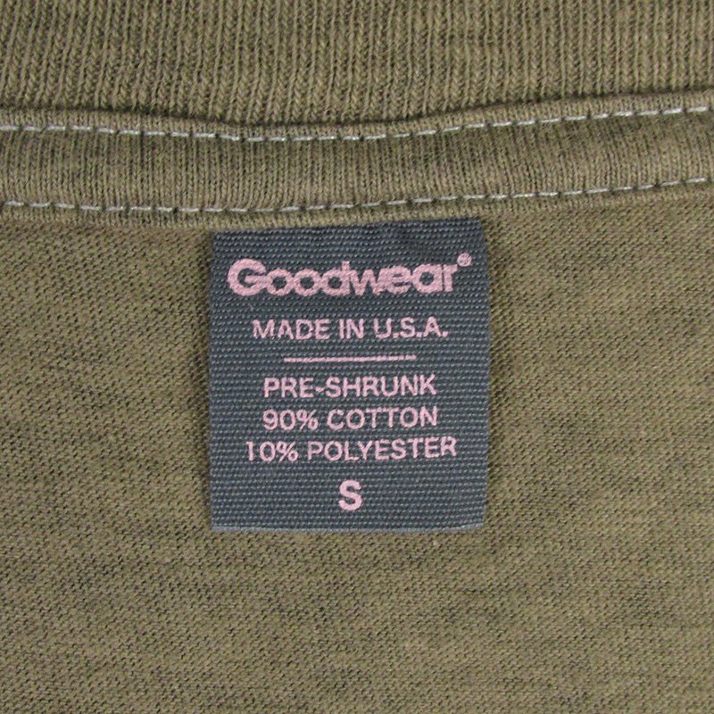 MAT7983 GOODWEAR グッドウェア Vネック 長袖 Tシャツ USA製 S カーキ系_画像3