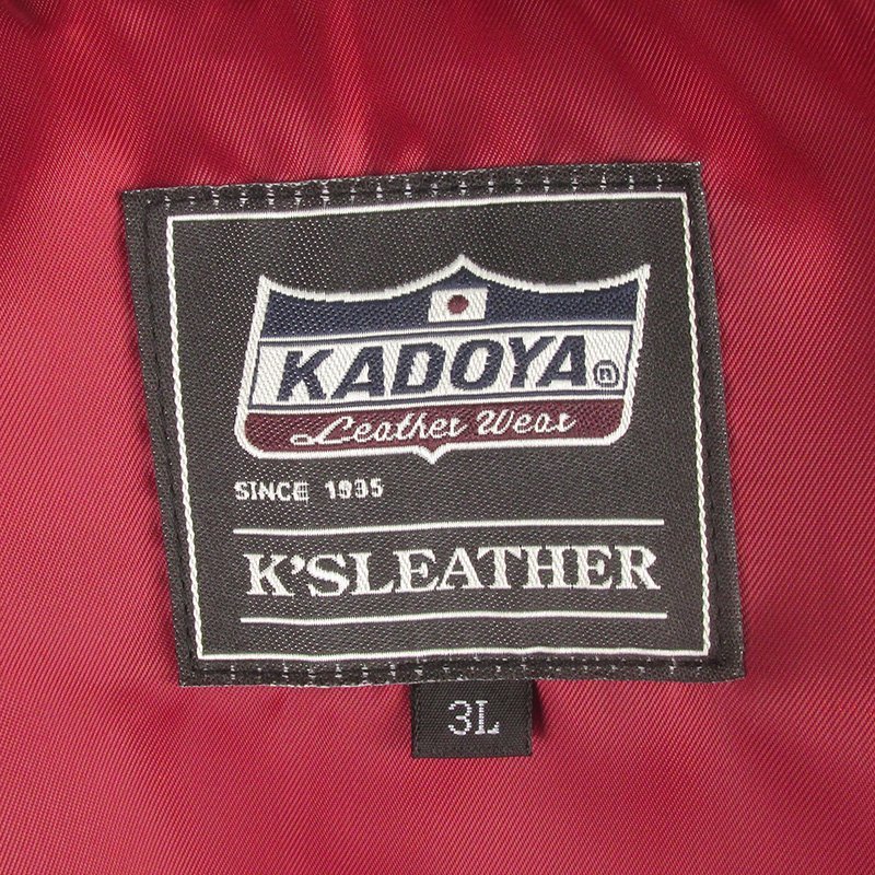 FJ23316 KADOYA K's LEATHER カドヤ シングルライダースジャケット TSR-SSVT 3L 美品 ブラック_画像4