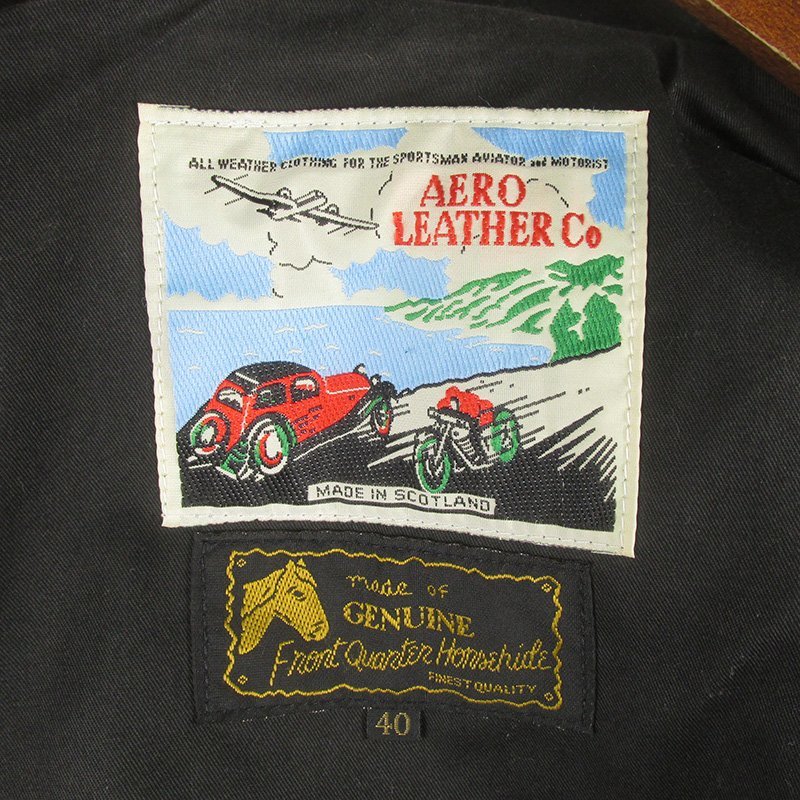 MFJ23418 AERO LEATHER エアロレザー Hercules ヘラクレス ホースハイド ハーフコート レザージャケット 40 ブラックの画像4