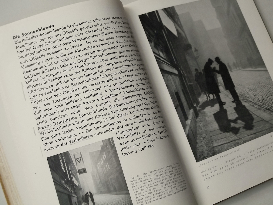 1935年 ドイツ語 洋書 ローライフレックスの本 ROLLEIFLEX ROLLEICORD 戦前 アンティーク 二眼レフ カメラ 写真技法 書籍 ローライコード_紙面文中にラインやメモ等の書き入れ