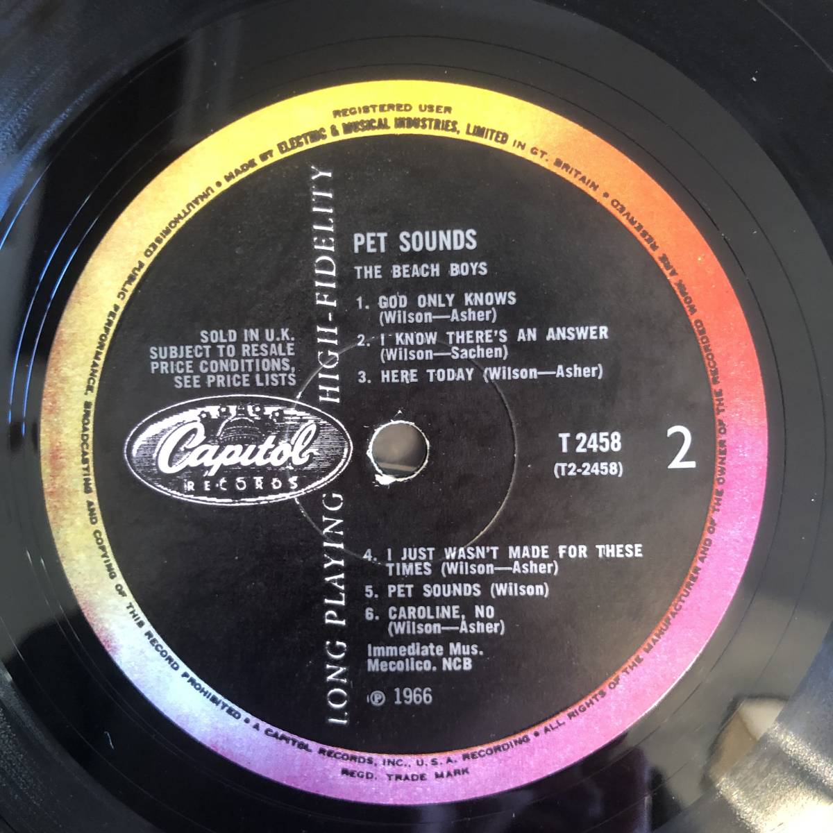 『閉店でロックレコード安値放出中』 UK Original 初回 Capitol T 2458 PET SOUNDS / The Beach Boys MAT: 1/1(GG・GR)_画像4