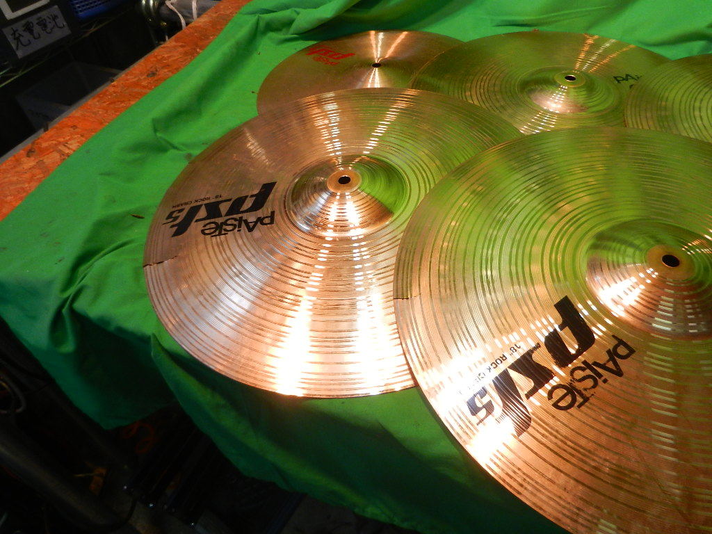 yh231201-020B8 割れシンバル 7枚セット ジャンク品 PAISTE 中古品 14インチ 16インチ 18インチ ドラム 打楽器_画像4