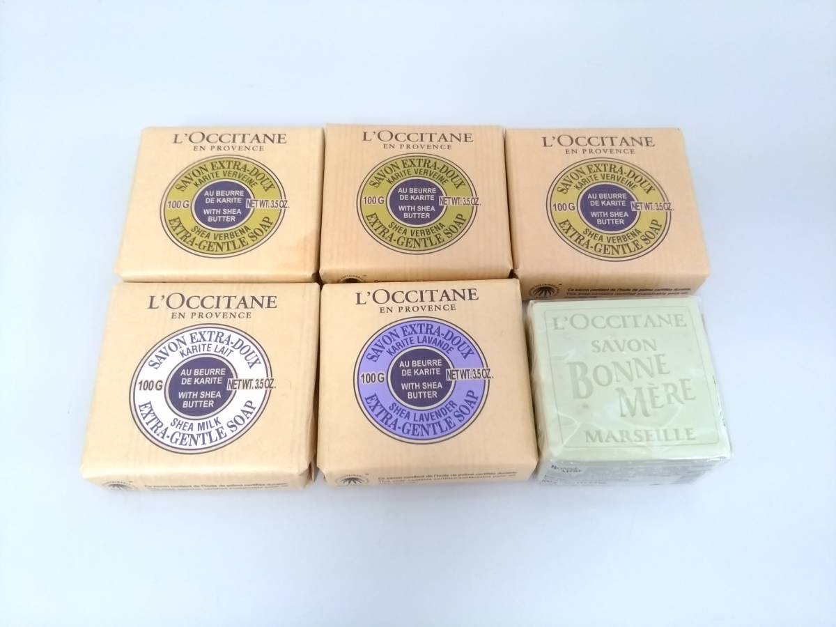 【新品未開封】L'OCCITANE ロクシタン SH シア VB ヴァーベナ 化粧石けん 計6点セット/バターソープ/ボンメールソープ/スキンケア/LNE14_画像1