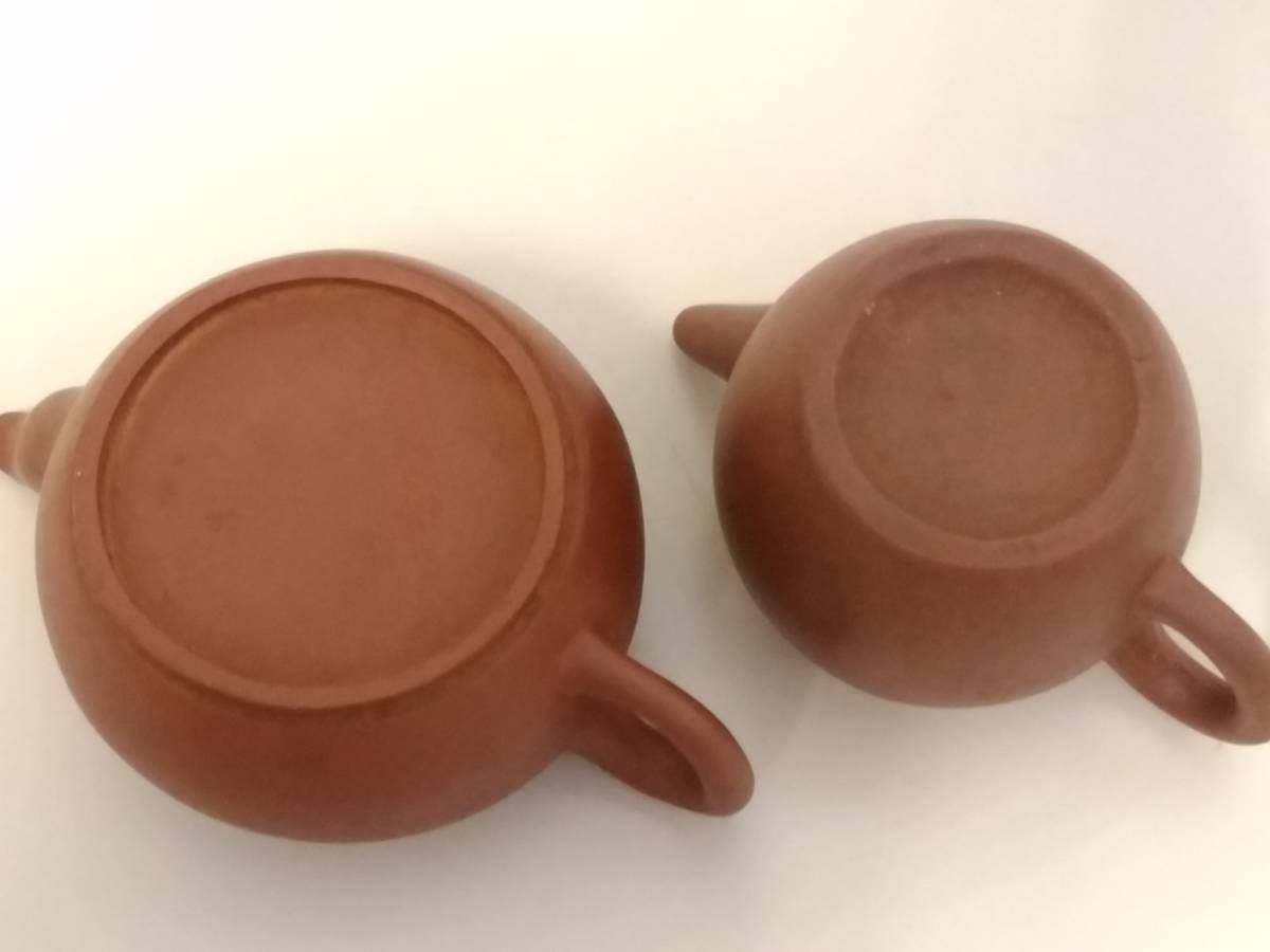 【美品】無銘 朱泥 後手急須 2点セット/煎茶道具/茶器/和食器/茶道/大サイズ約10×5cm/06KO122703-6_画像9