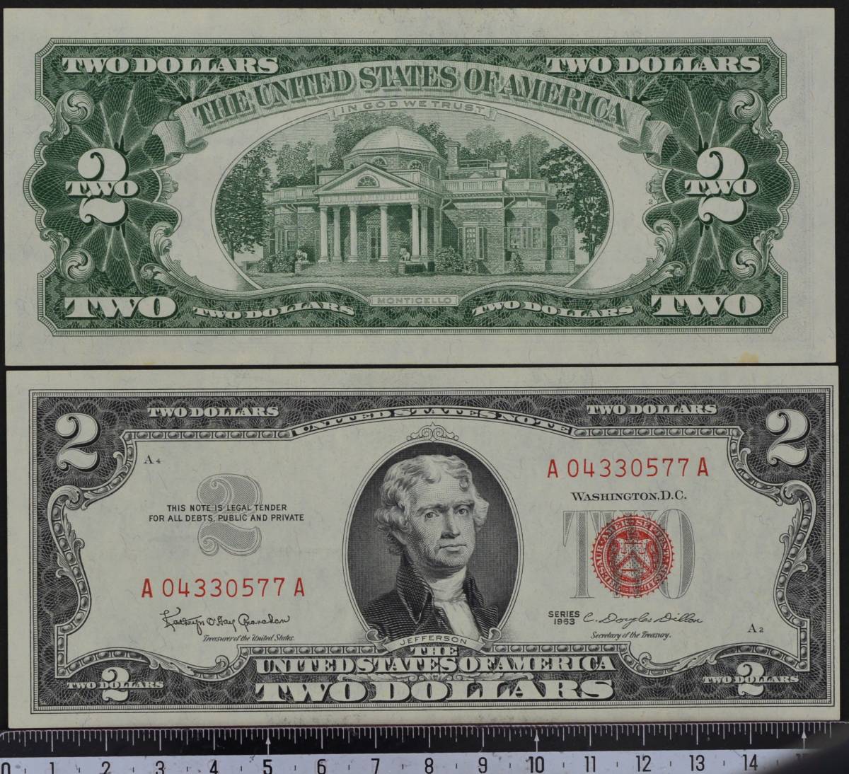 外国紙幣 アメリカ 1963年 未使用 2ドル レッドシール_画像1