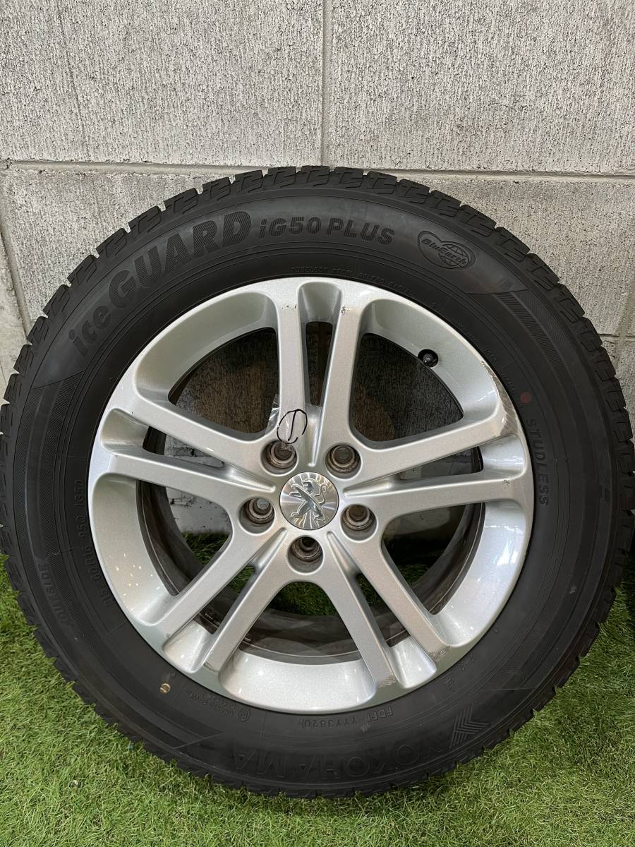 中古スタッドレス4本　プジョー508純正+YOKOHAMA ice GUARD 5 215/60R16 95Q 　7Jx16　PCD108　5穴　_画像2