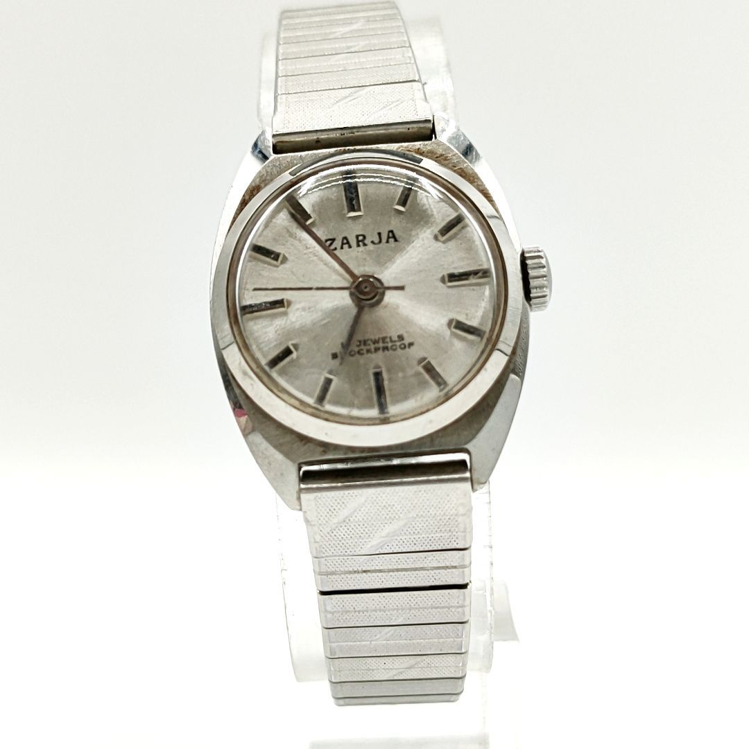 [ работа 0]ZARJA Zari a механический завод наручные часы женский Vintage серебряный циферблат кейс :2.0 рука вокруг :15.5