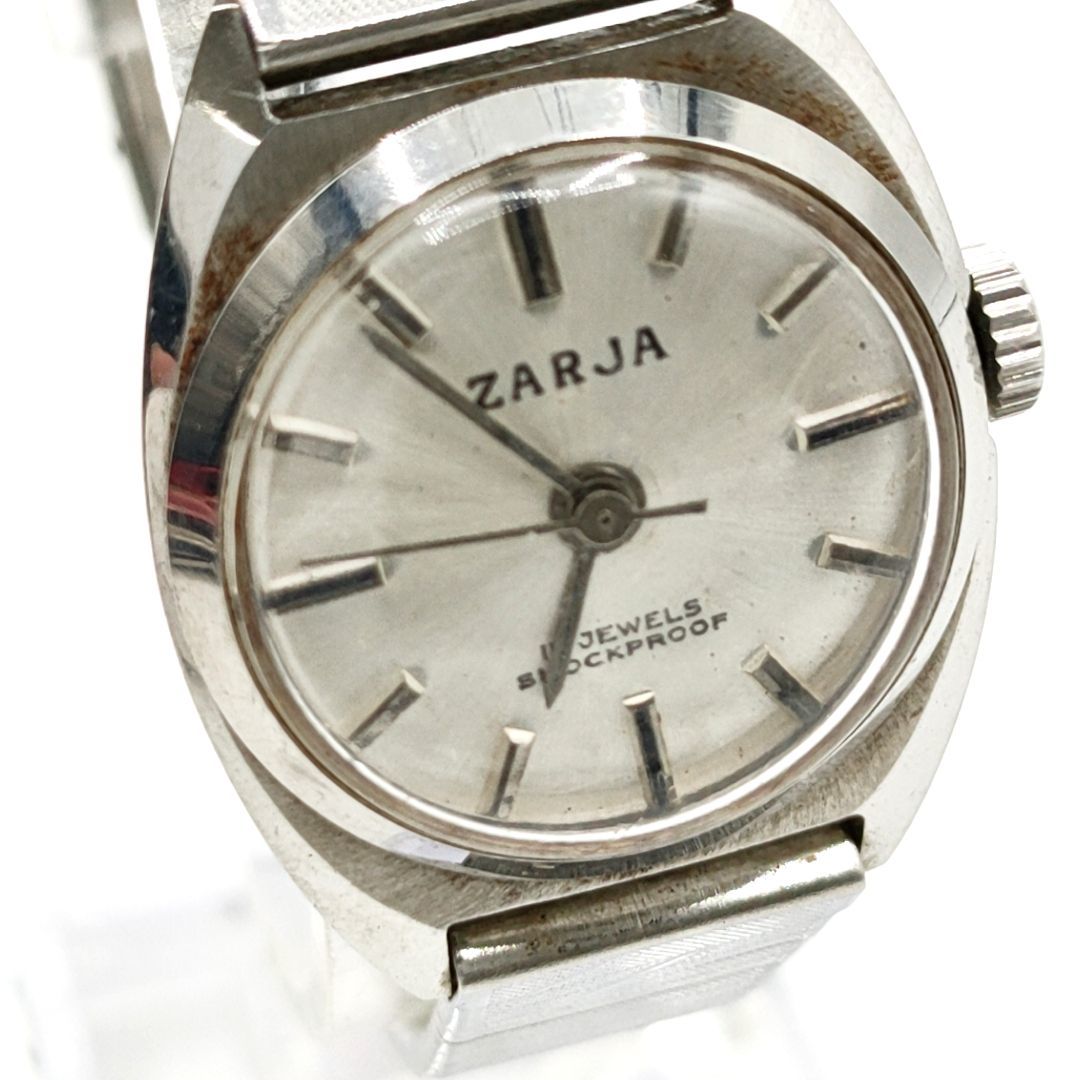 【稼働〇】ZARJA ザリア　手巻き　腕時計　レディース　ヴィンテージ　シルバー文字盤　ケース：2.0　腕回り：15.5