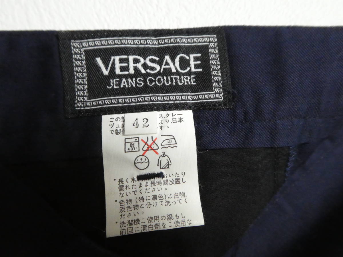 ジャンニベルサーチ　GIANNI VERSACE　ビッグシルエット　2タック　ネイビーパンツ　42　チノパンツ　_画像2