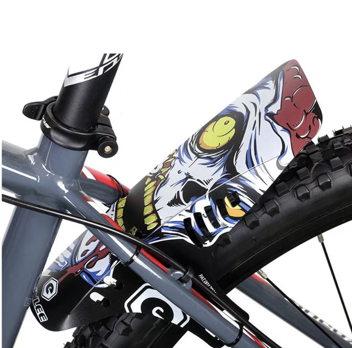 2. set mountain bike road bike fender mud guard front rear tire mudguard cycling simple black black 1594