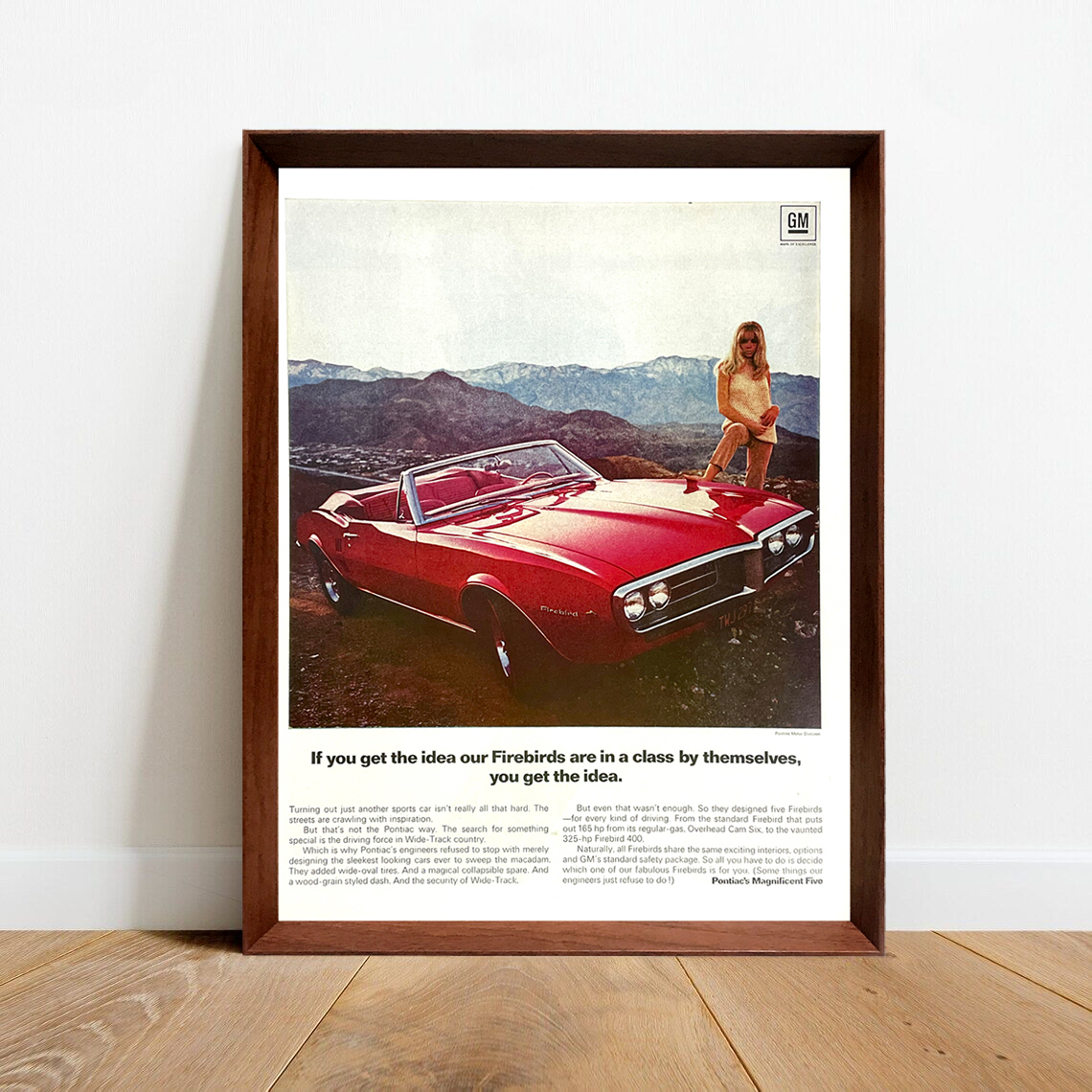 ポンティアック ファイヤーバード 広告 ポスター 1960年代 アメリカ ヴィンテージ 【額付】_画像1