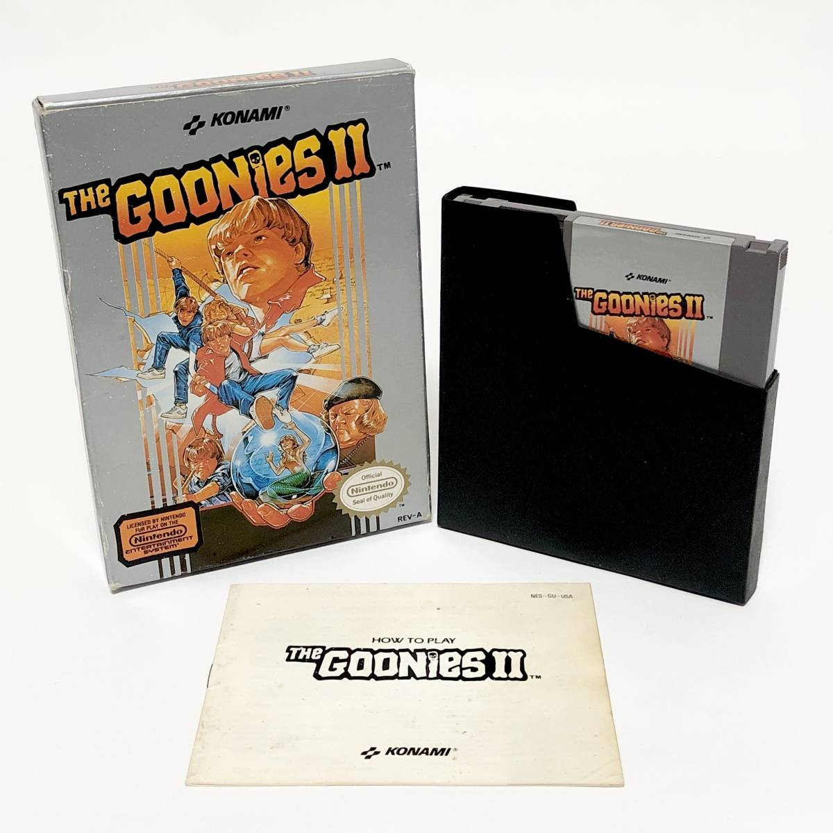 北米版 ファミコン NES グーニーズ２ フラッテリー最後の挑戦 The Goonies Ⅱ 箱説付き 痛みあり Konami コナミ