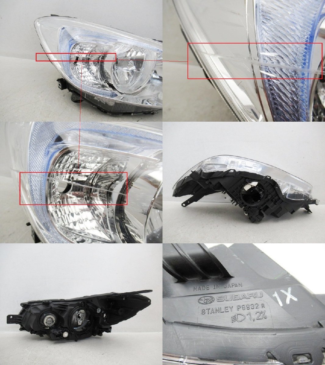 【即決有】 スバル インプレッサ ハイブリッド GP 前期 純正 右 ヘッドライト HID STANLEY P9932 (n090696)の画像2