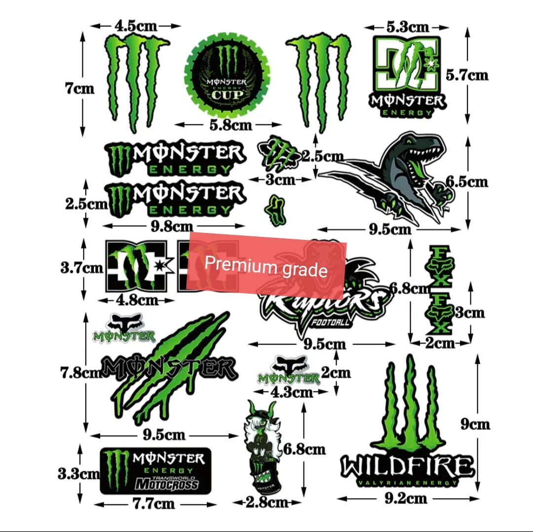 ２枚セット　防水反射　ステッカー/モンスターエナジー　 バイクステッカー　ヘルメットステッカー MONSTER ENERGY　デカール_画像3