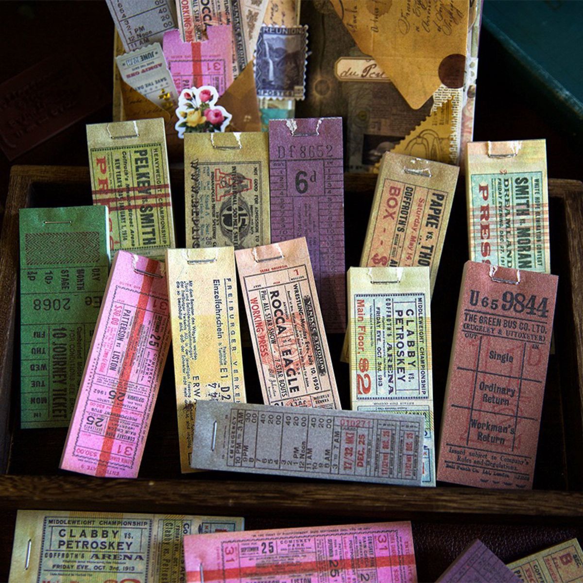 都市チケットシリーズ 12種600枚 素材紙 ヴィンテージ スクラップブッキング ジャンクジャーナル レトロ コラージュ 20_画像1