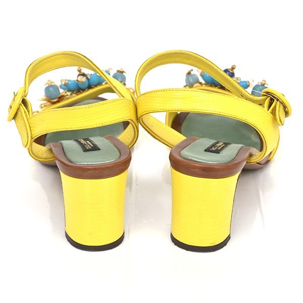  Dolce & Gabbana DOLCE&GABBANA flower beads strap sandals yellow yellow 36.5( approximately 23.5cm) sh23-0820