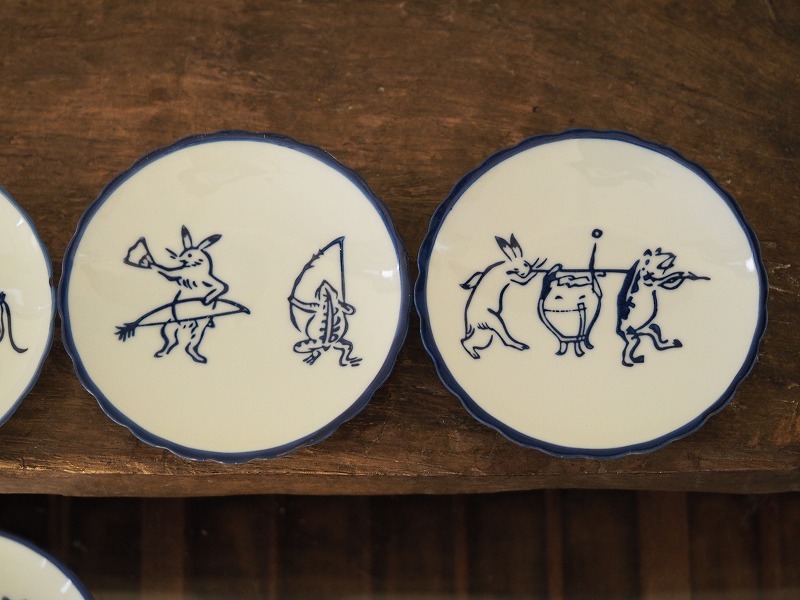 【再入荷】鳥獣戯画 小皿 6枚セット 6種 陶器 陶磁器 蛙 兎 かえる うさぎの画像4